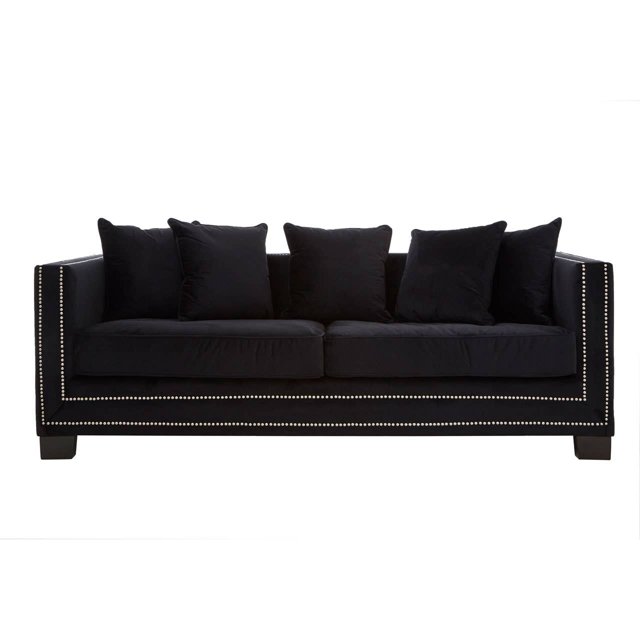 Noosa & Co. Living Sofia 3 Seater Black Velvet Sofa House of Isabella UK