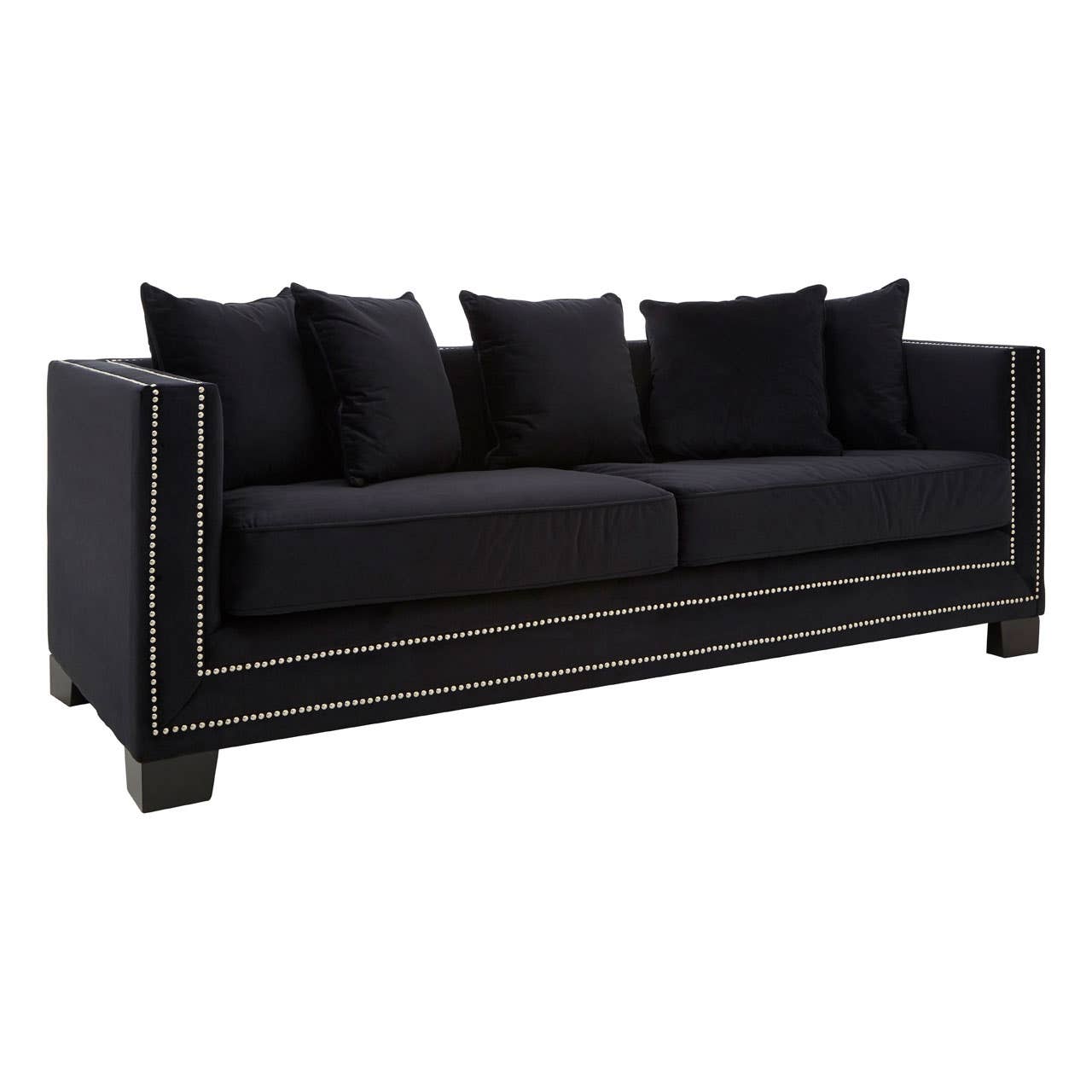 Noosa & Co. Living Sofia 3 Seater Black Velvet Sofa House of Isabella UK