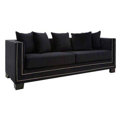 Noosa & Co. Living Sofia 3 Seater Black Velvet Sofa House of Isabella UK