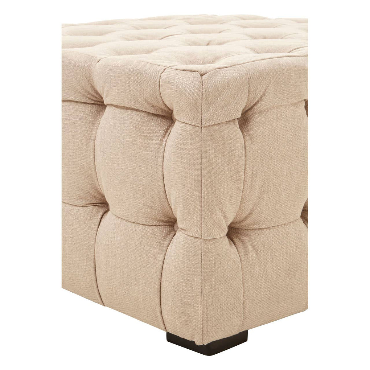 Stella Beige Linen Button Tufted Footstool.