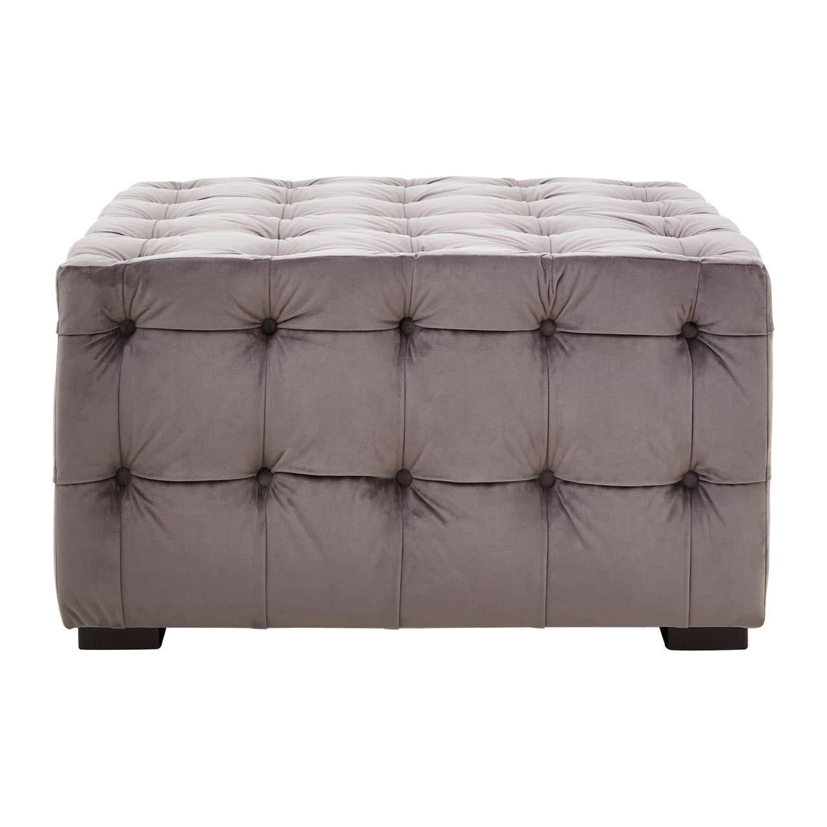 Stella Grey Velvet Button Tufted Footstool.