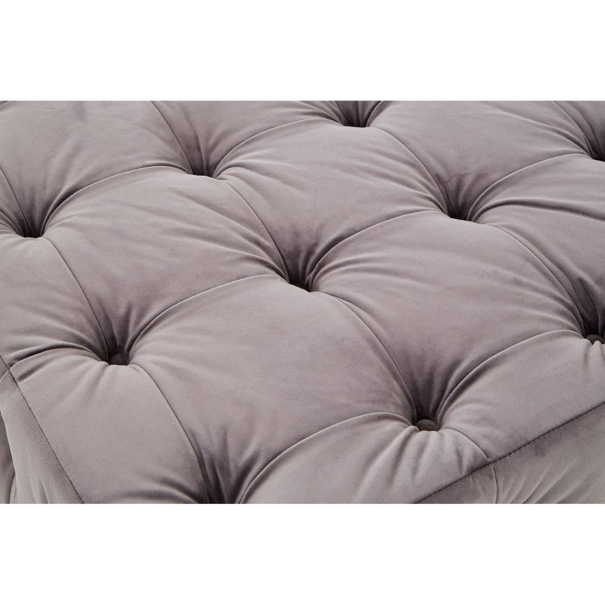 Stella Grey Velvet Button Tufted Footstool.
