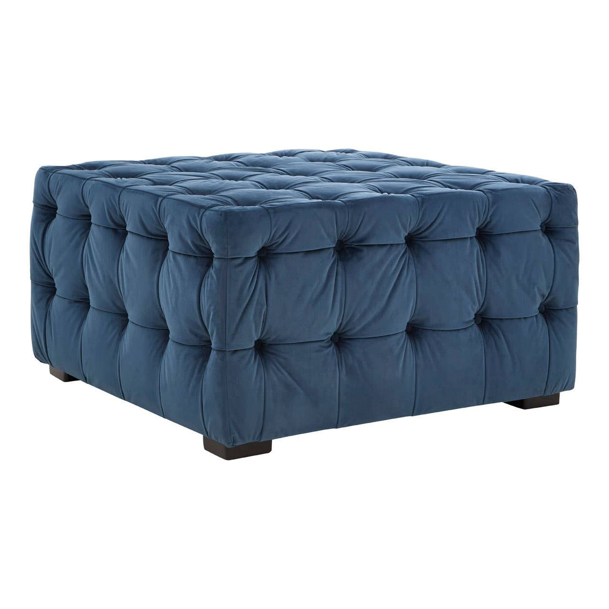 Stella Midnight Velvet Button Footstool.