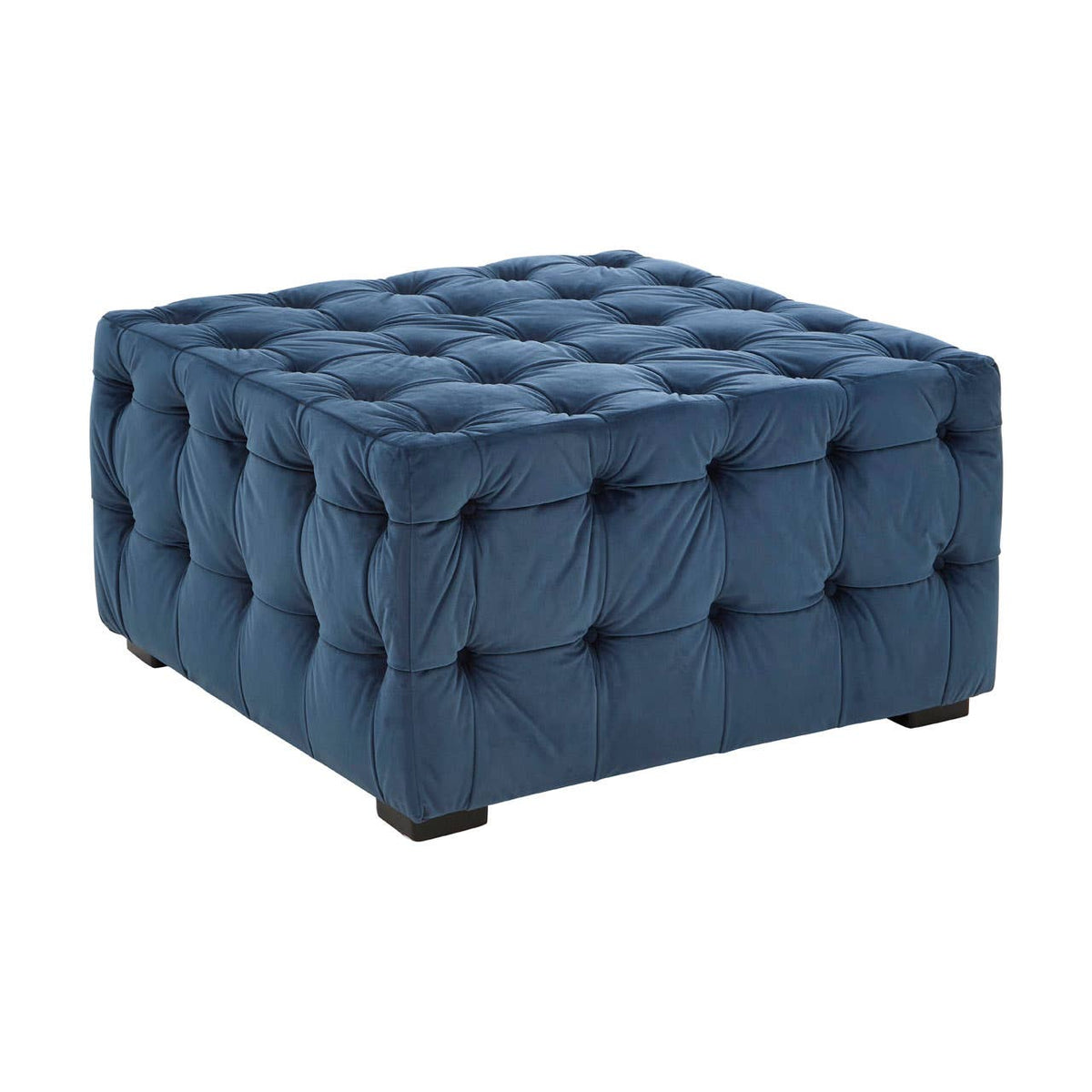 Stella Midnight Velvet Button Footstool.
