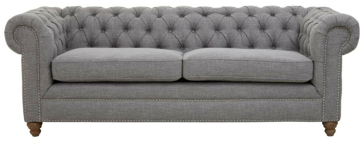 Stella Three Seat Grey Linen Sofa.