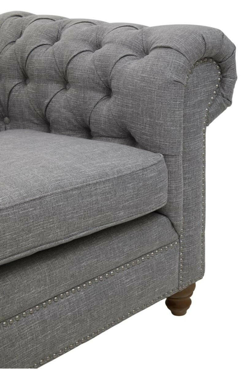 Stella Three Seat Grey Linen Sofa.