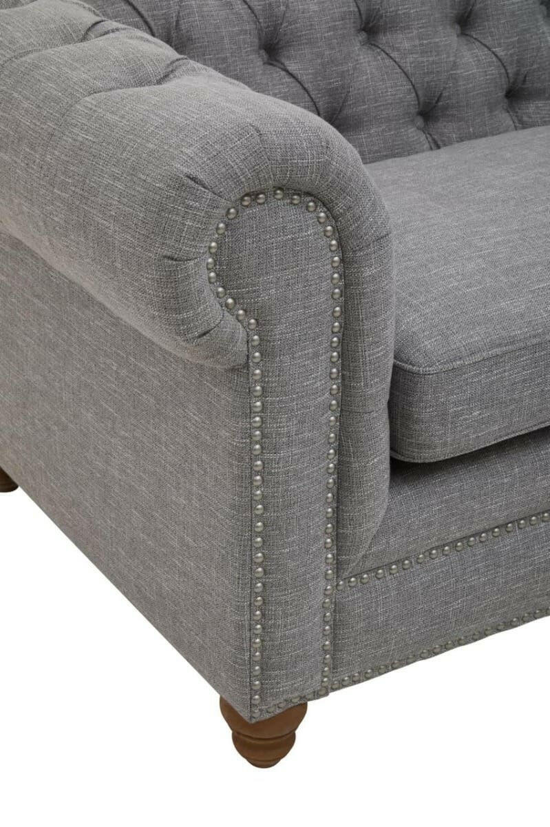 Stella Three Seat Grey Linen Sofa.
