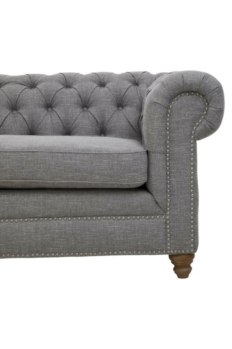 Stella Three Seat Grey Linen Sofa.