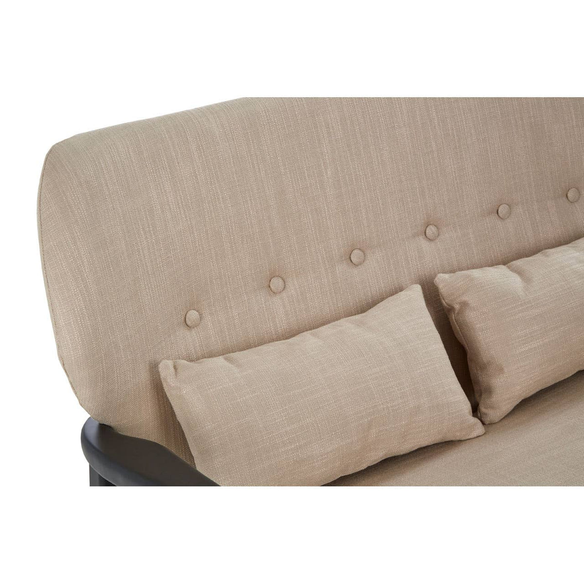 Stockholm 2 Seat Beige Sofa With Black Wood Frame.