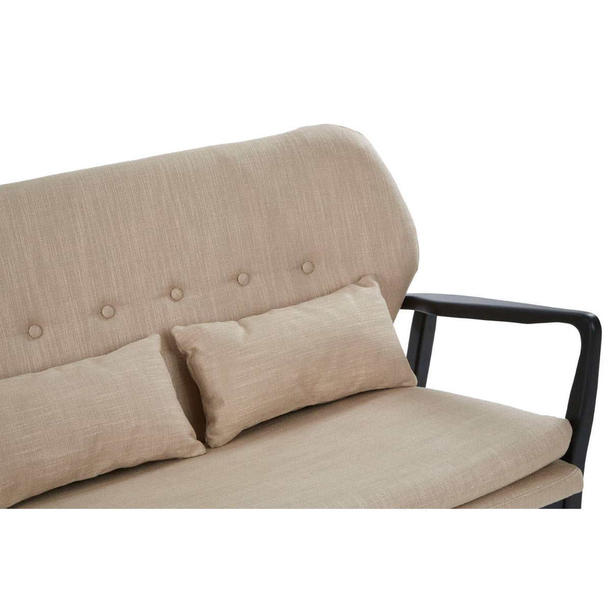 Stockholm 2 Seat Beige Sofa With Black Wood Frame.