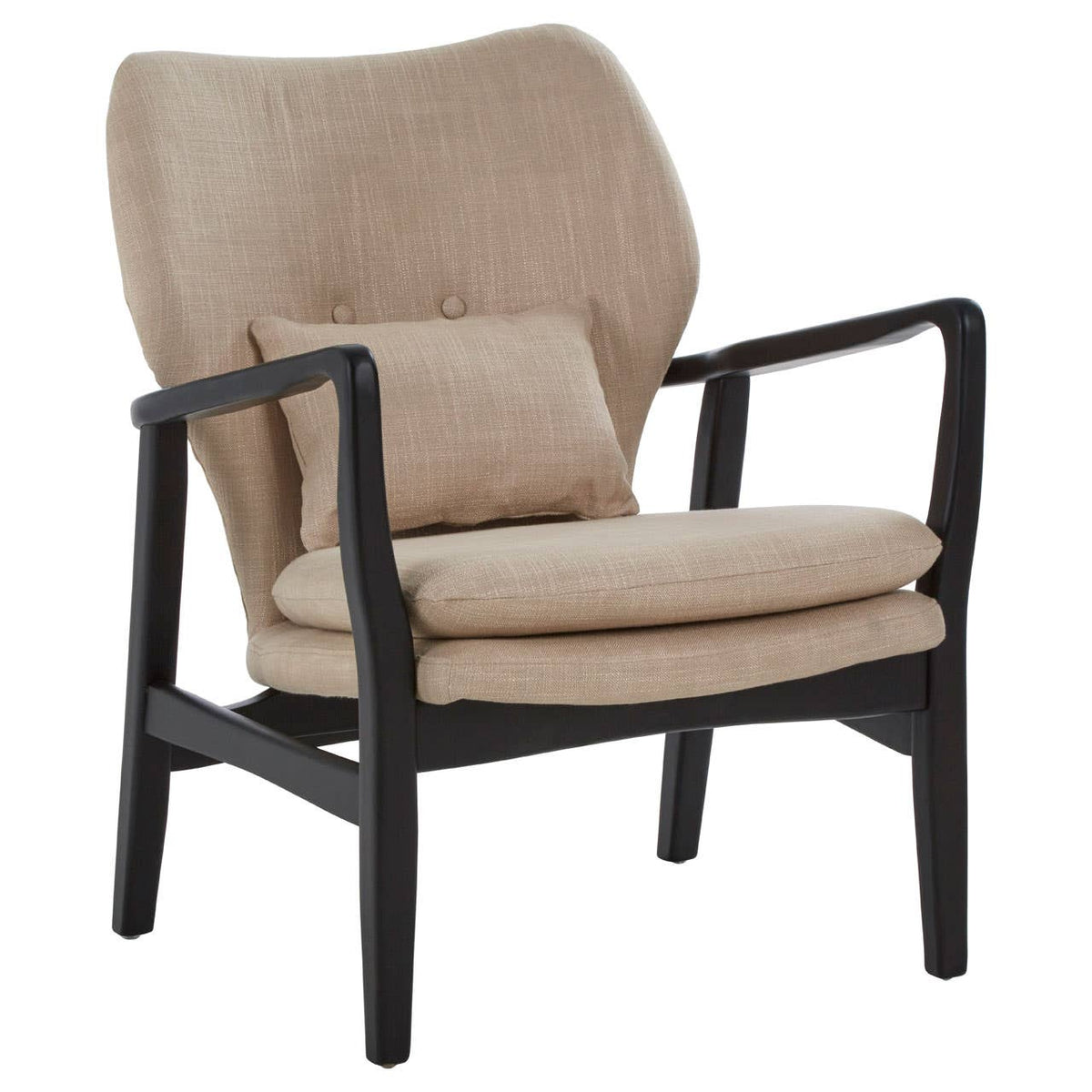 Stockholm Beige Chair With Black Wooden Frame.