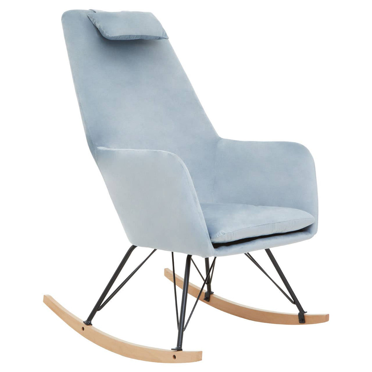 Stockholm Blue Velvet Rocking Chair.