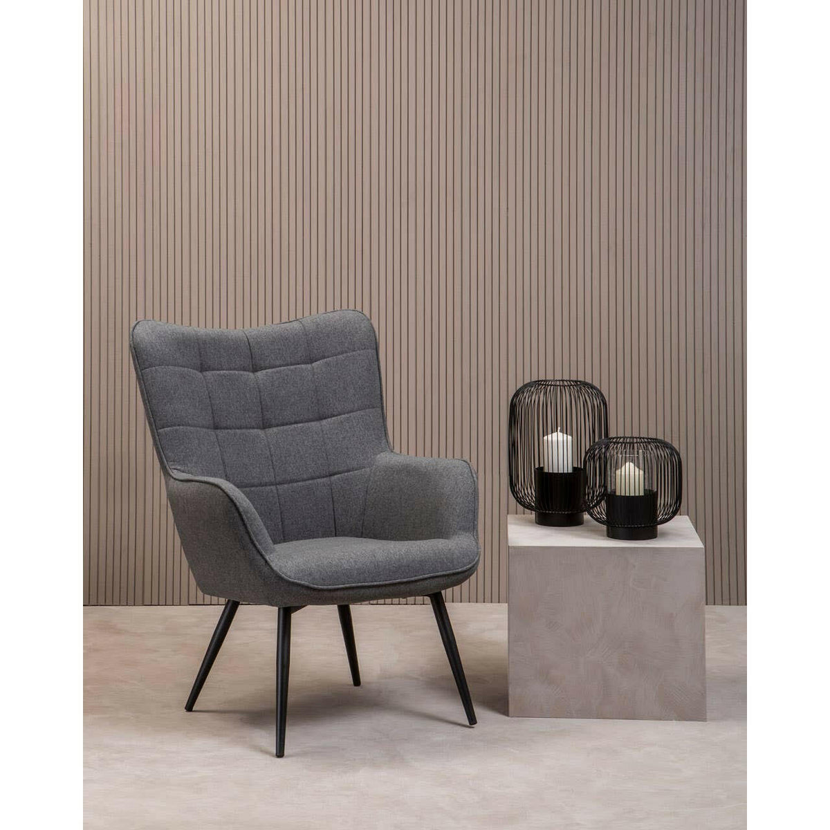 Stockholm Grey Fabric Armchair.