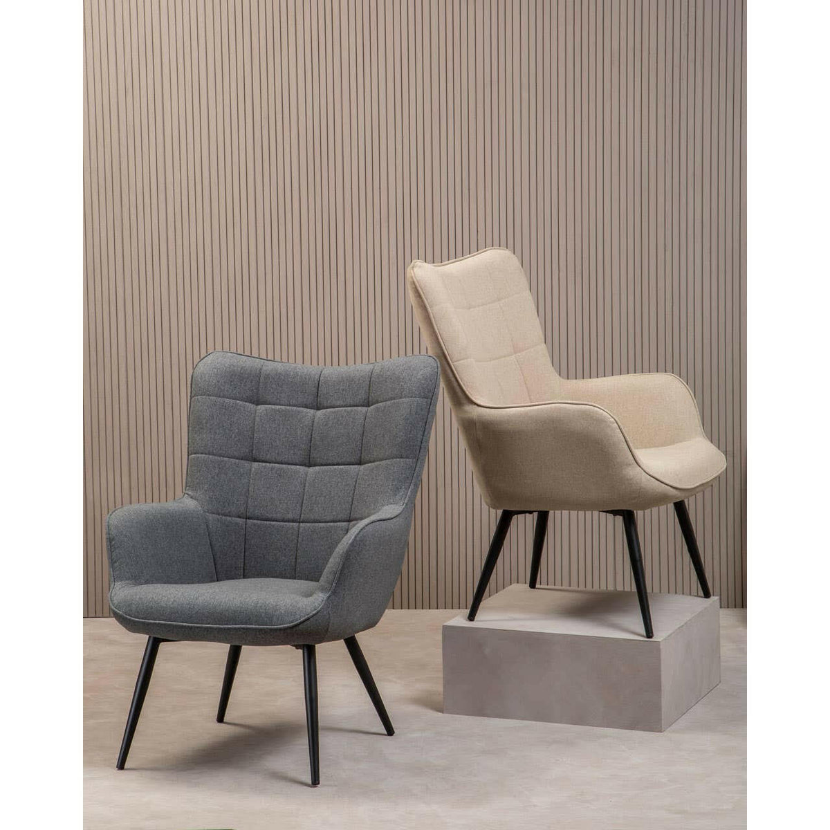 Stockholm Grey Fabric Armchair.