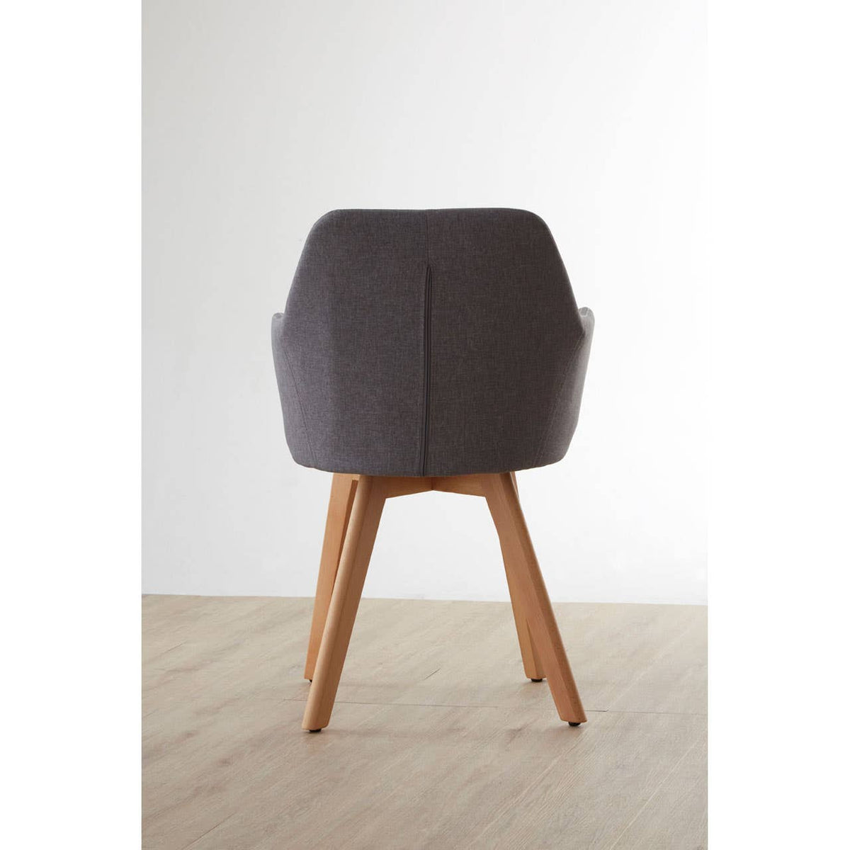 Stockholm Grey Fabric Chair With Wood Legs.