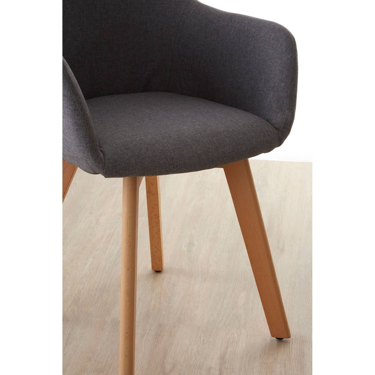 Stockholm Grey Fabric Chair With Wood Legs.