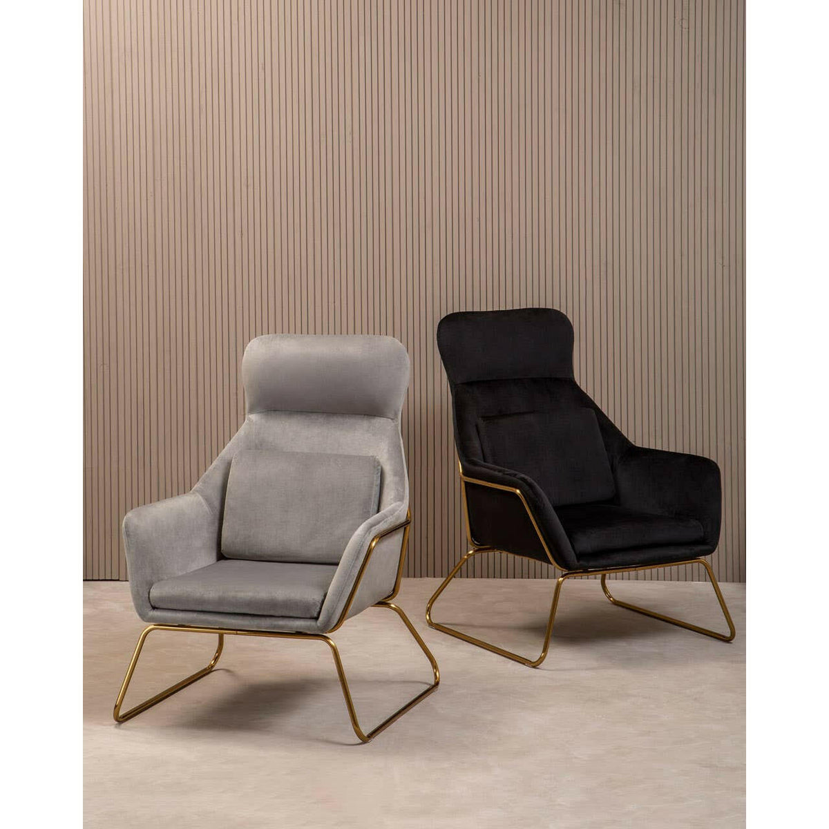 Stockholm Grey Velvet Armchair.