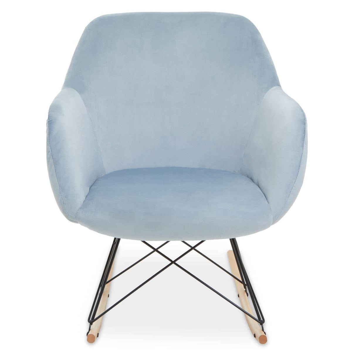 Stockholm Small Blue Velvet Rocking Chair.