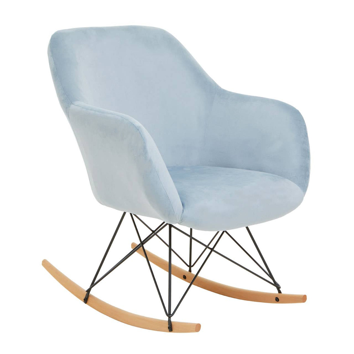 Stockholm Small Blue Velvet Rocking Chair.