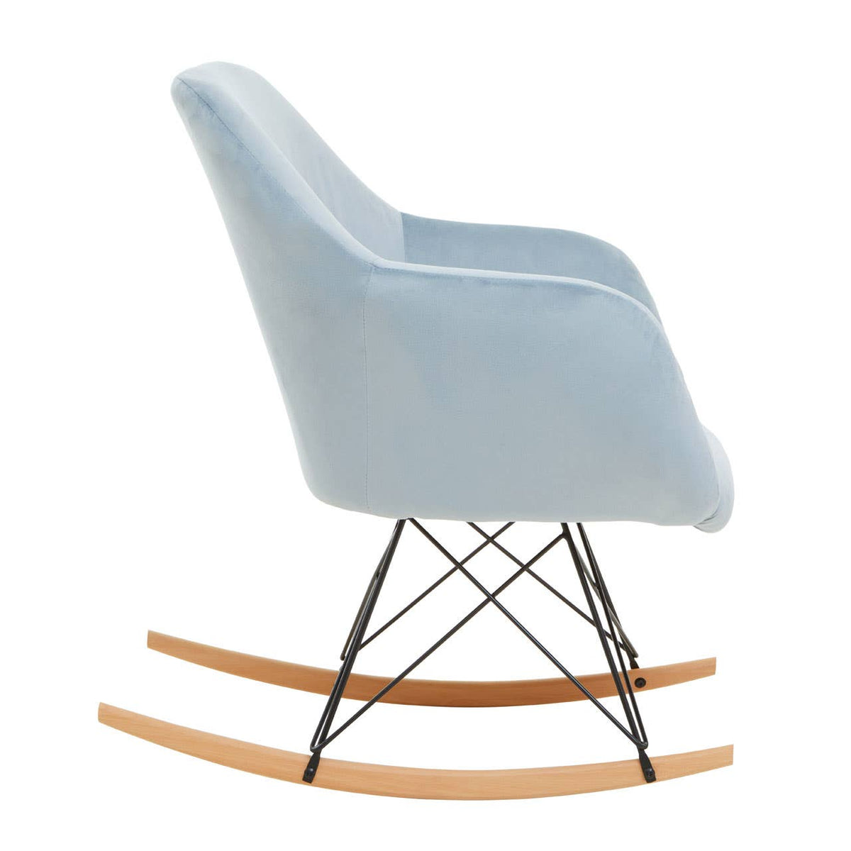 Stockholm Small Blue Velvet Rocking Chair.
