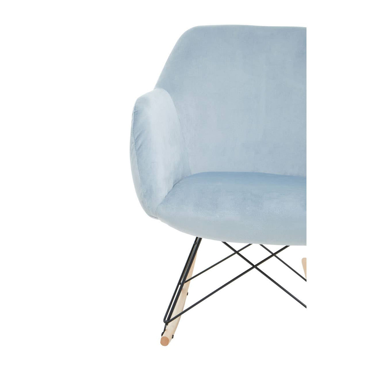 Stockholm Small Blue Velvet Rocking Chair.