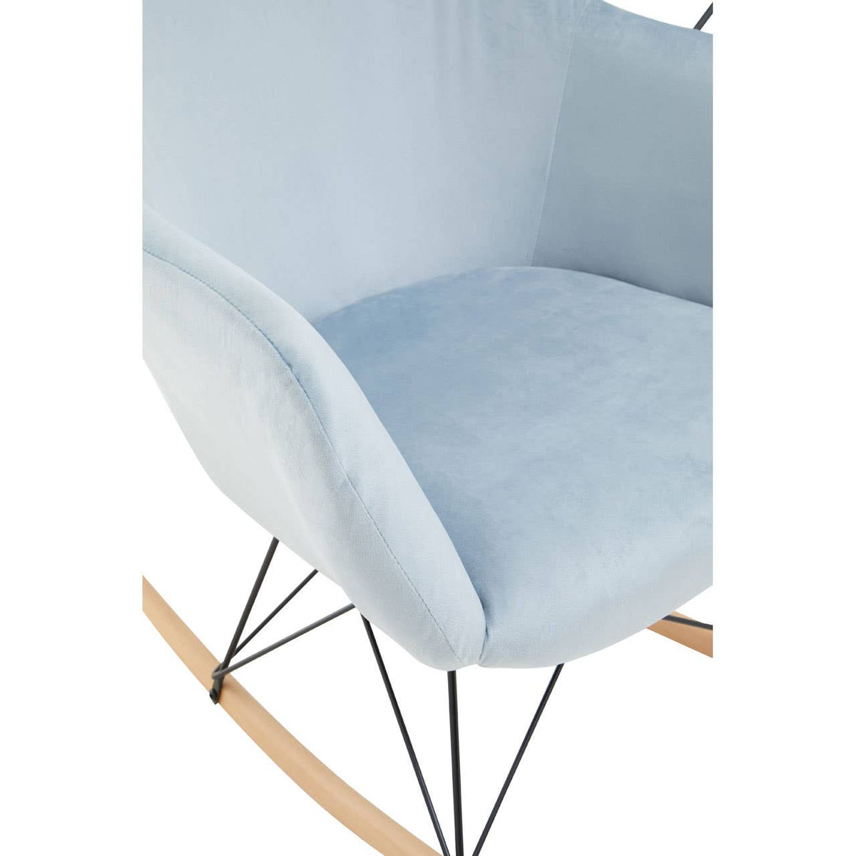 Stockholm Small Blue Velvet Rocking Chair.