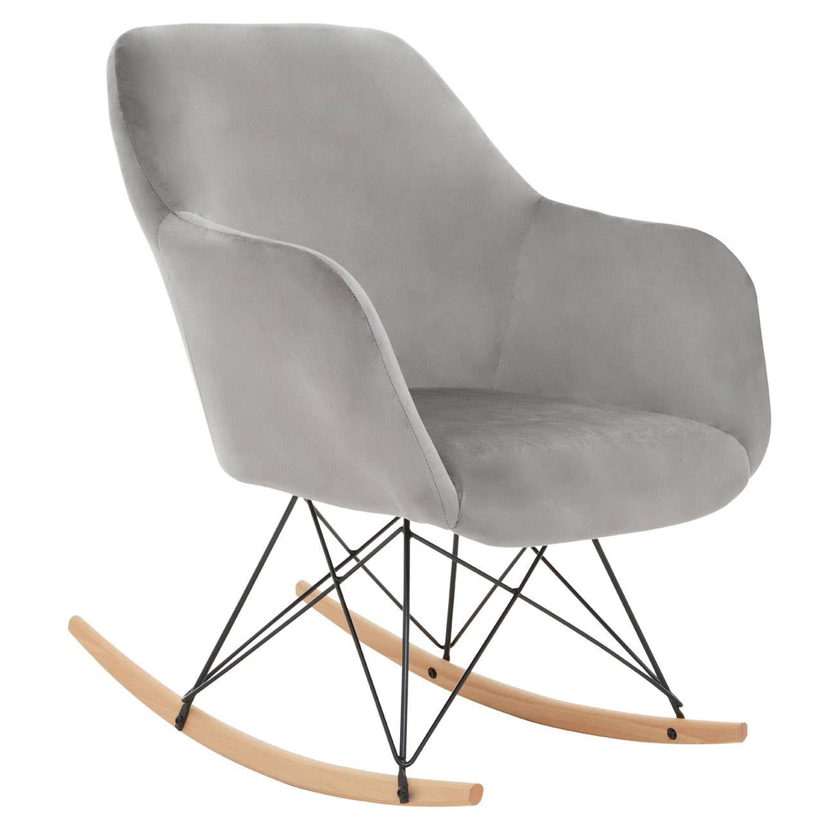 Stockholm Small Grey Velvet Rocking Chair.