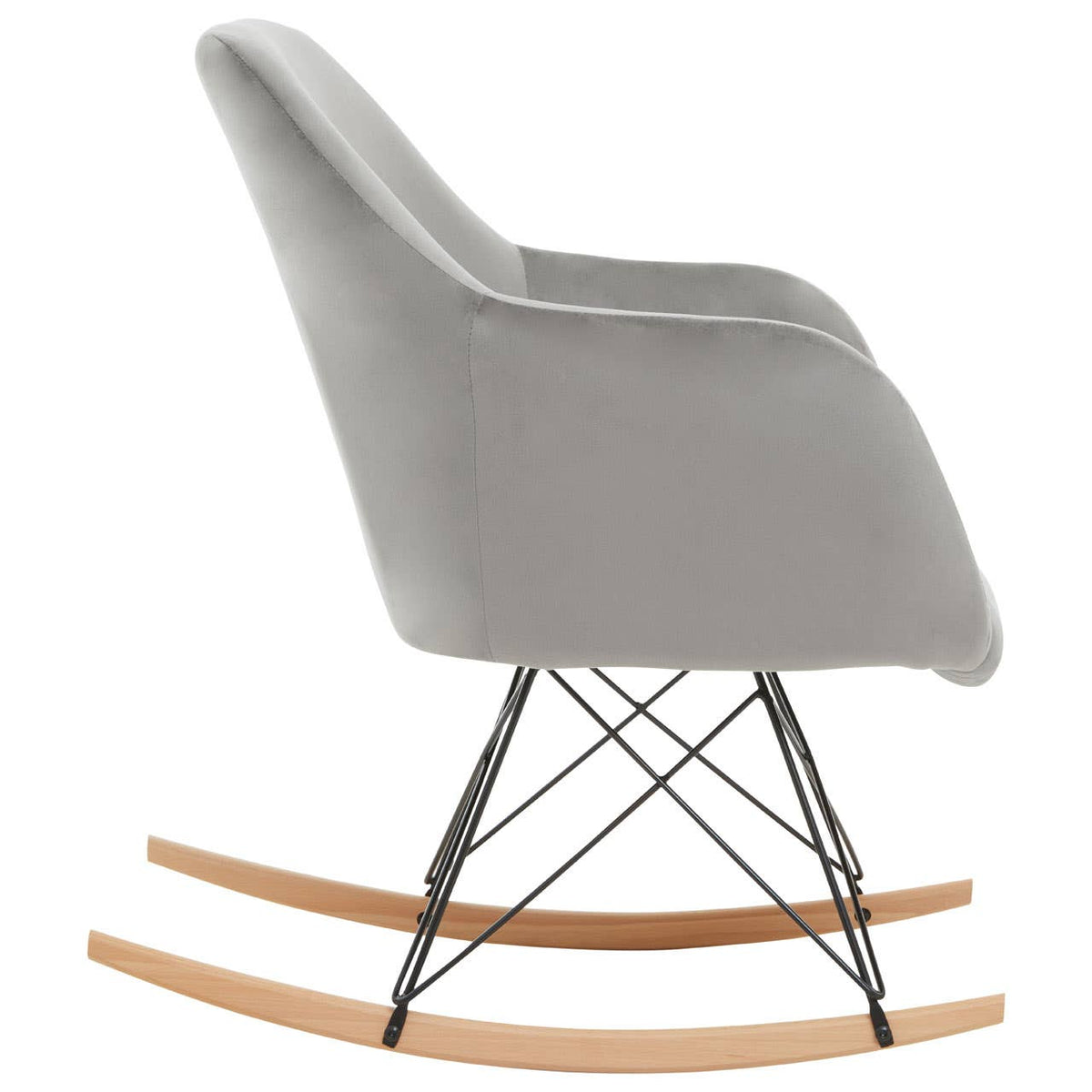 Stockholm Small Grey Velvet Rocking Chair.