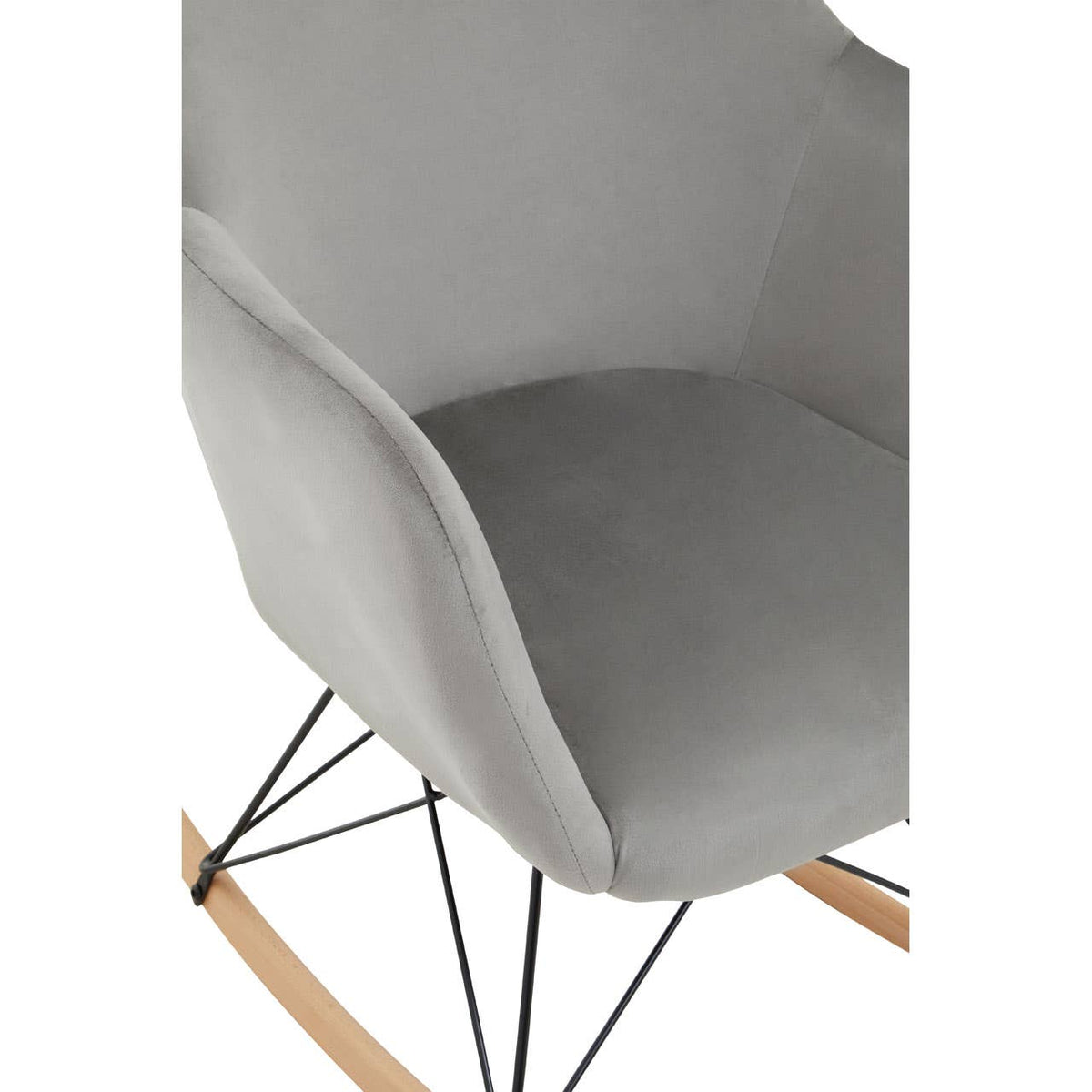Stockholm Small Grey Velvet Rocking Chair.