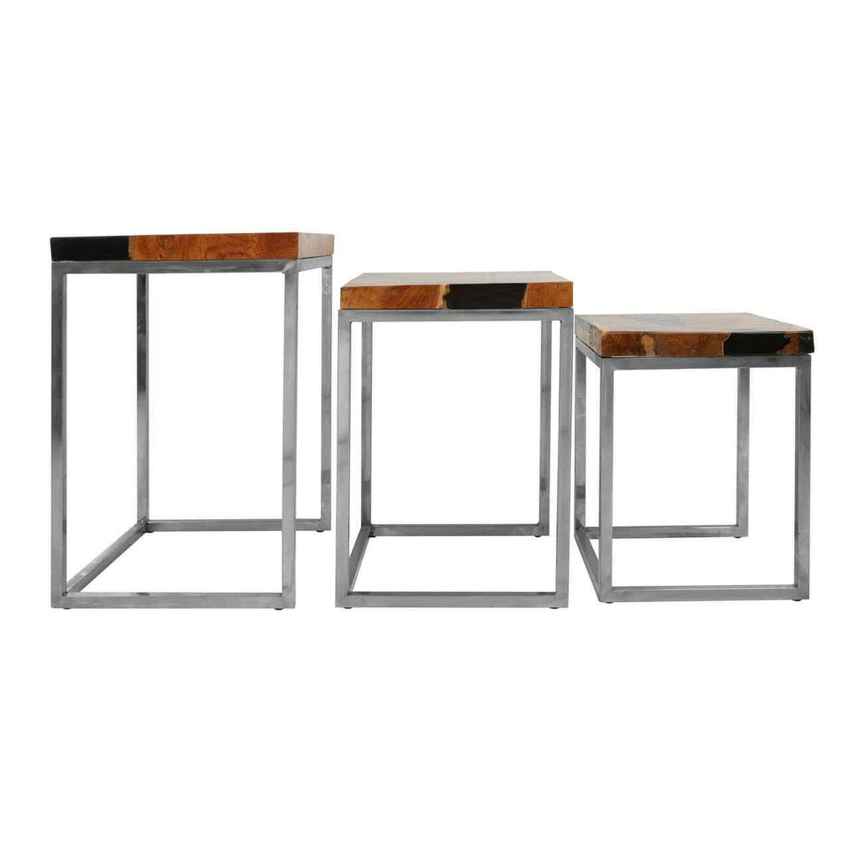 Surak Set Of 3 Teak Wood Nesting Tables.
