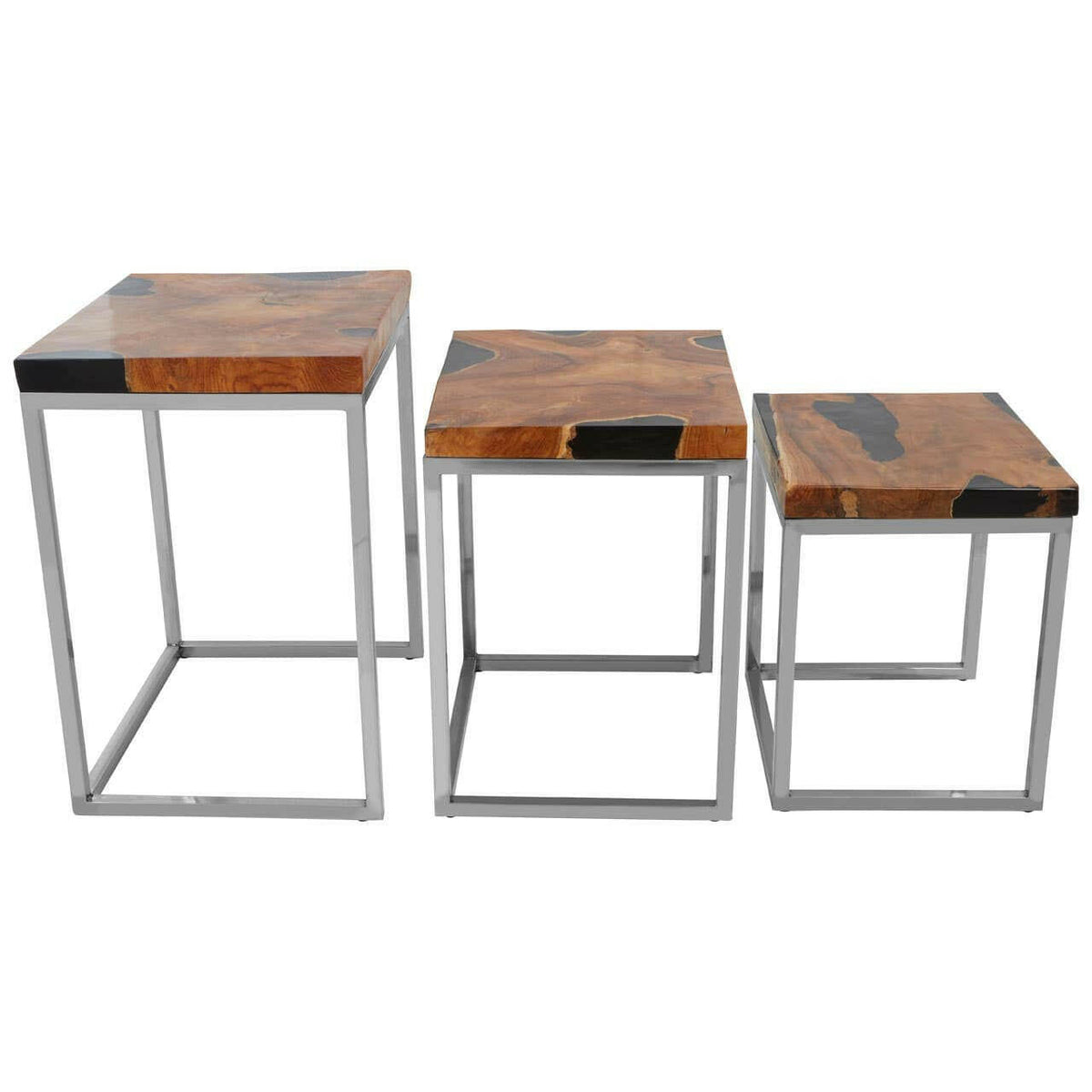 Surak Set Of 3 Teak Wood Nesting Tables.