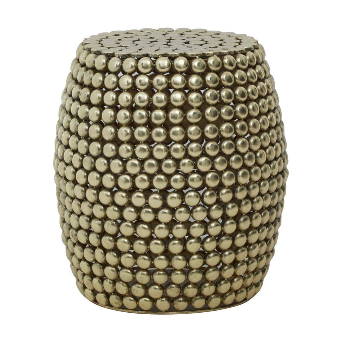 Templar Gold Finish Beaded Barrel Stool.