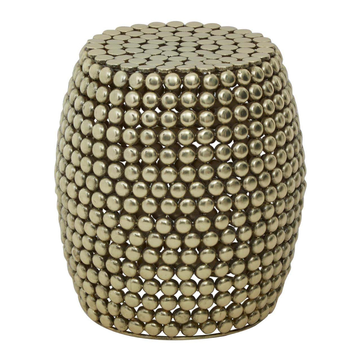 Templar Gold Finish Beaded Barrel Stool.