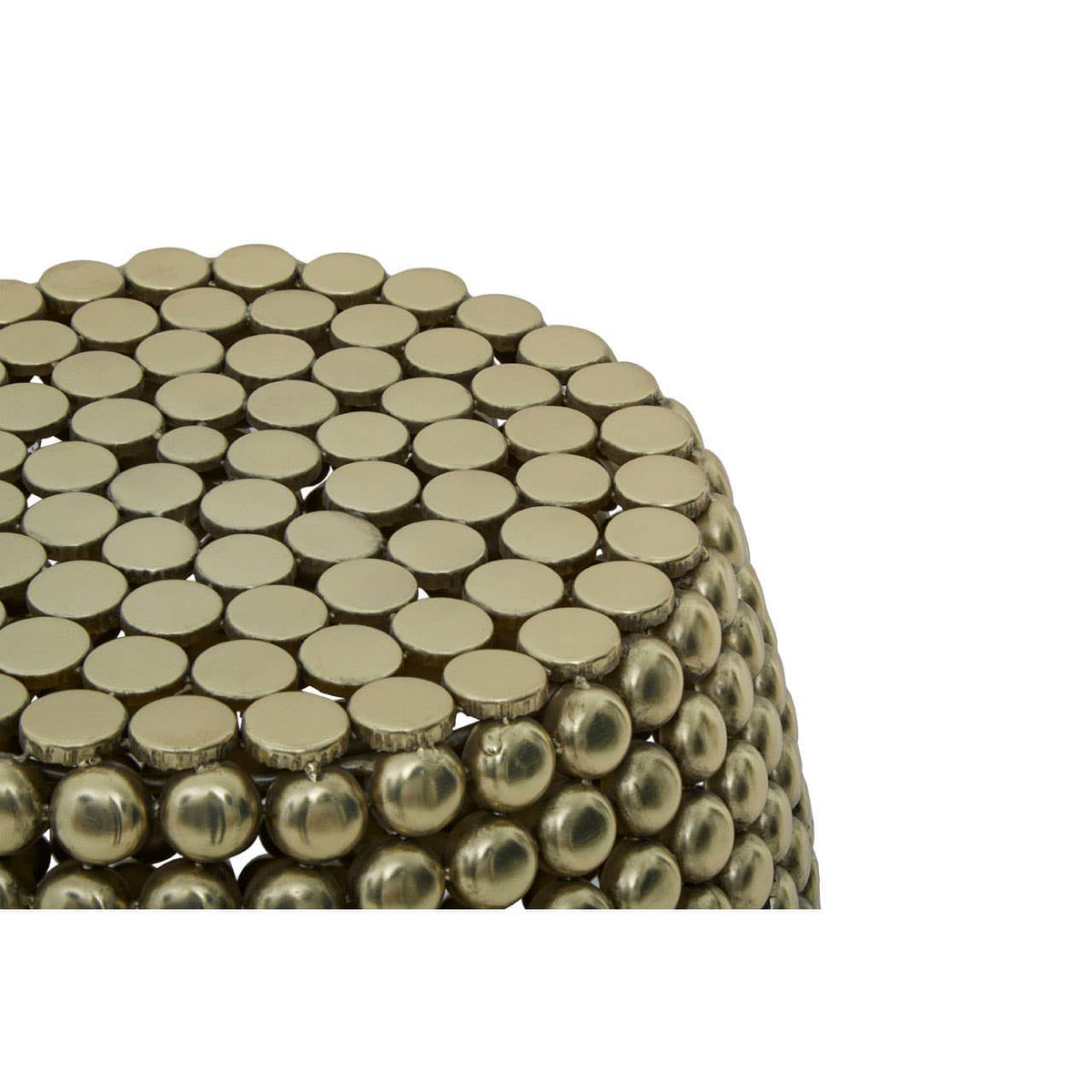 Templar Gold Finish Beaded Barrel Stool.