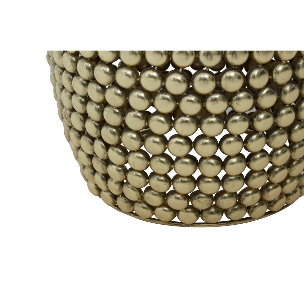 Templar Gold Finish Beaded Barrel Stool.