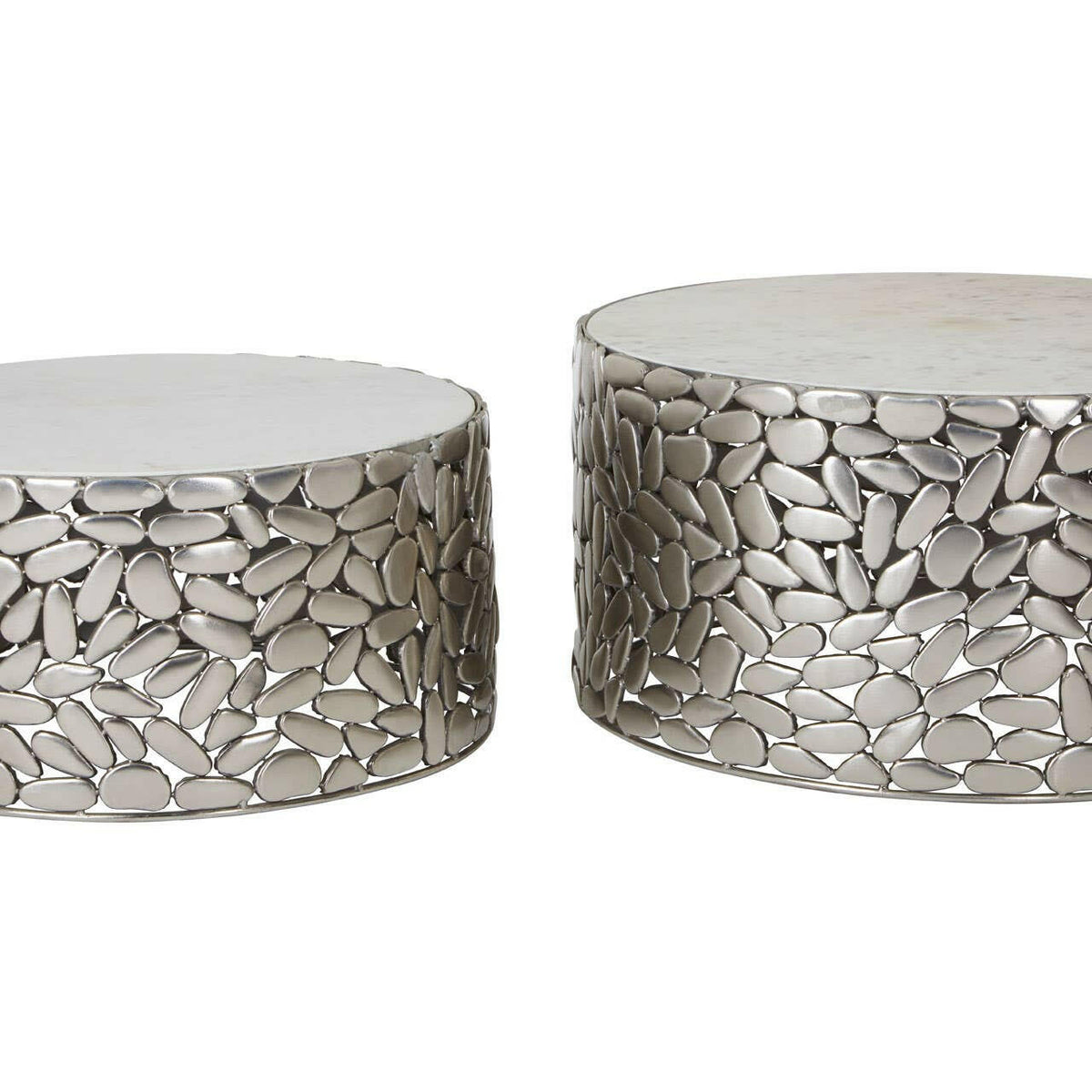 Templar Set Of 2 Antique Pewter Side Tables.