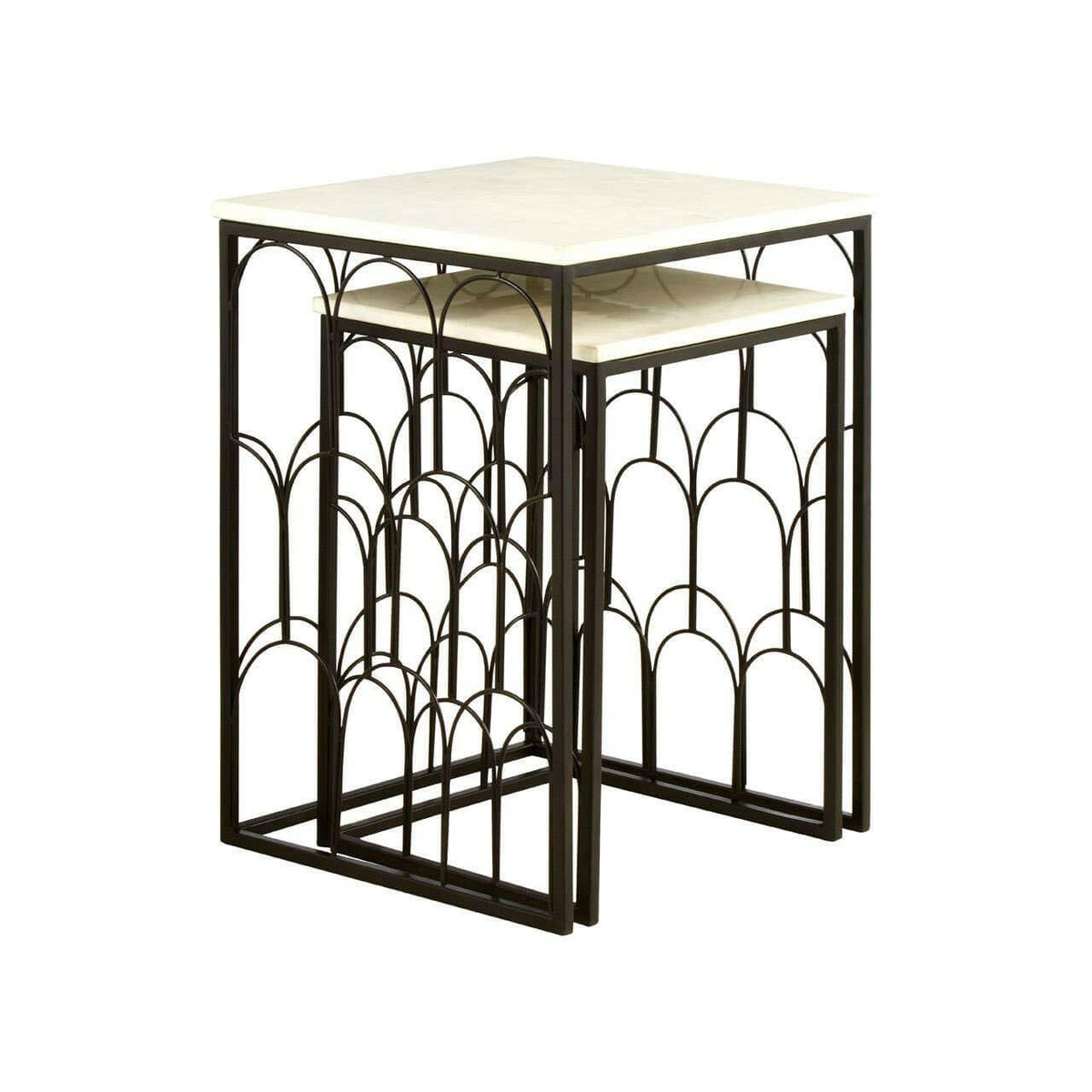 Templar Set Of 2 Marble Tops Side Tables.