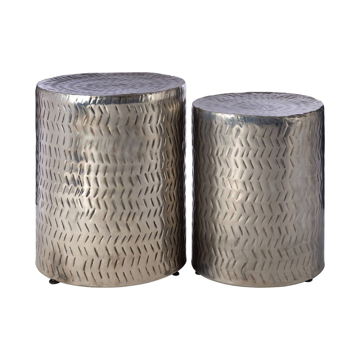 Templar Set Of 2 Nickel Finish Stools.