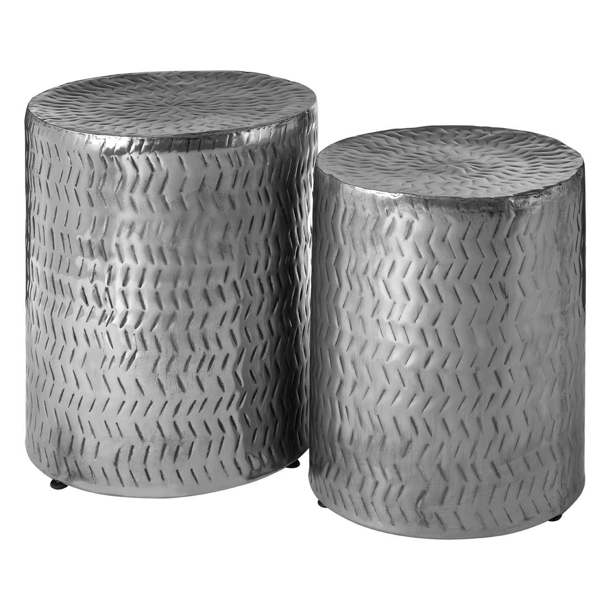 Templar Set Of 2 Nickel Finish Stools.
