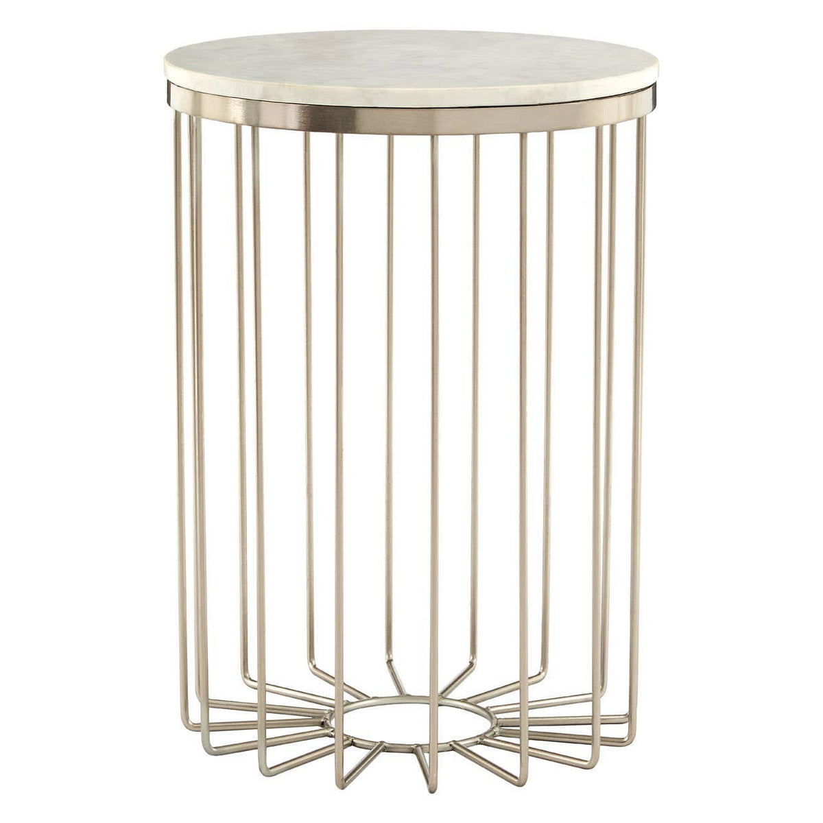 Templar White Marble Cage Design Iron Table.