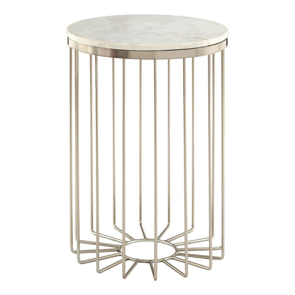 Templar White Marble Cage Design Iron Table.