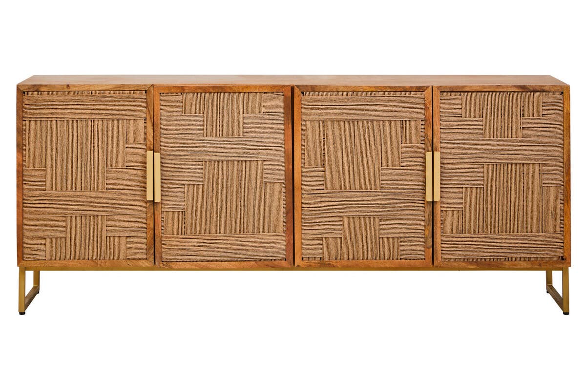 Noosa & Co. Living Teora Mango Wood Paper Rope Detail Four Door Sideboard House of Isabella UK