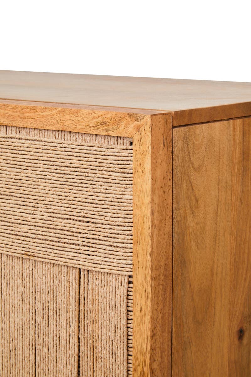 Noosa & Co. Living Teora Paper Rope Detail Two Door Mango Wood Cabinet House of Isabella UK