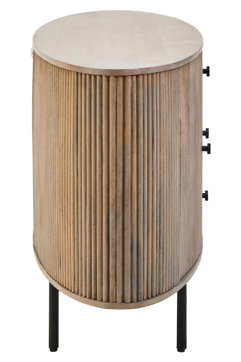 Torello Three Drawer Grey Mango Wood Sideboard.
