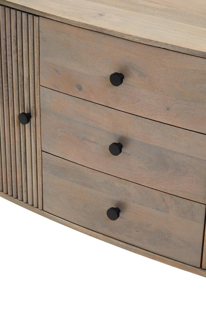 Noosa & Co. Living Torello Three Drawer Grey Mango Wood Sideboard House of Isabella UK