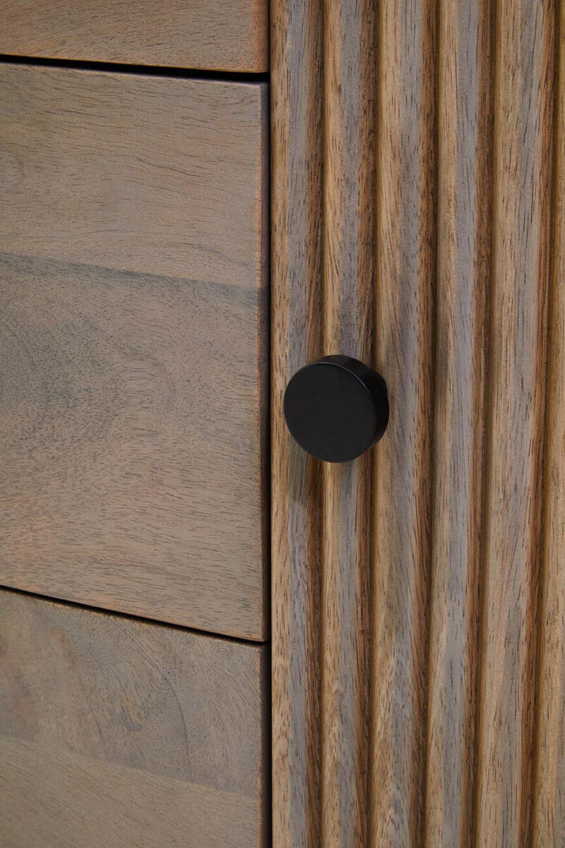 Torello Three Drawer Grey Mango Wood Sideboard.