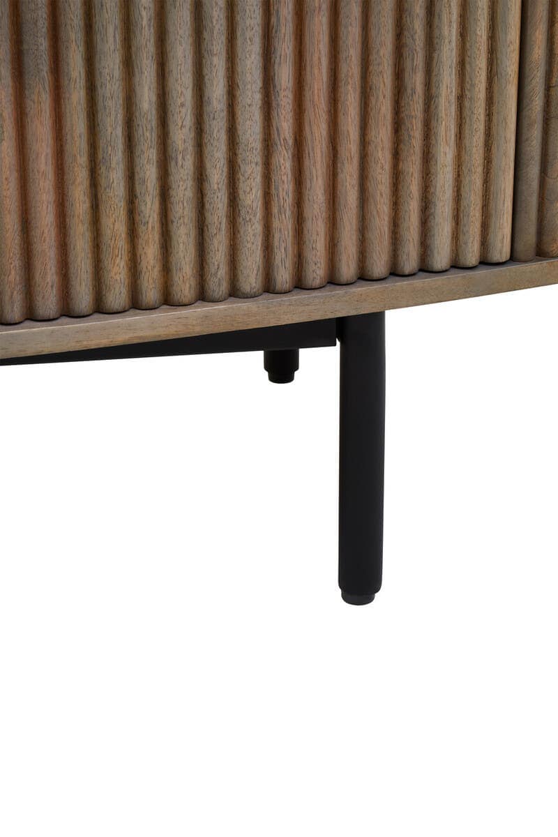 Torello Three Drawer Grey Mango Wood Sideboard.