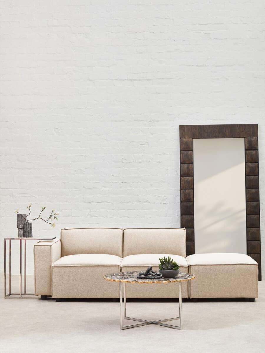 Noosa & Co. Living Toulouse Cream Fabric Armless Sofa. House of Isabella UK