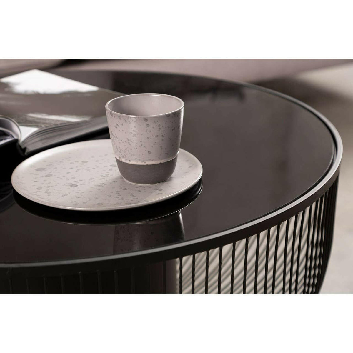 Trento Coffee Table With Black Glass Top.