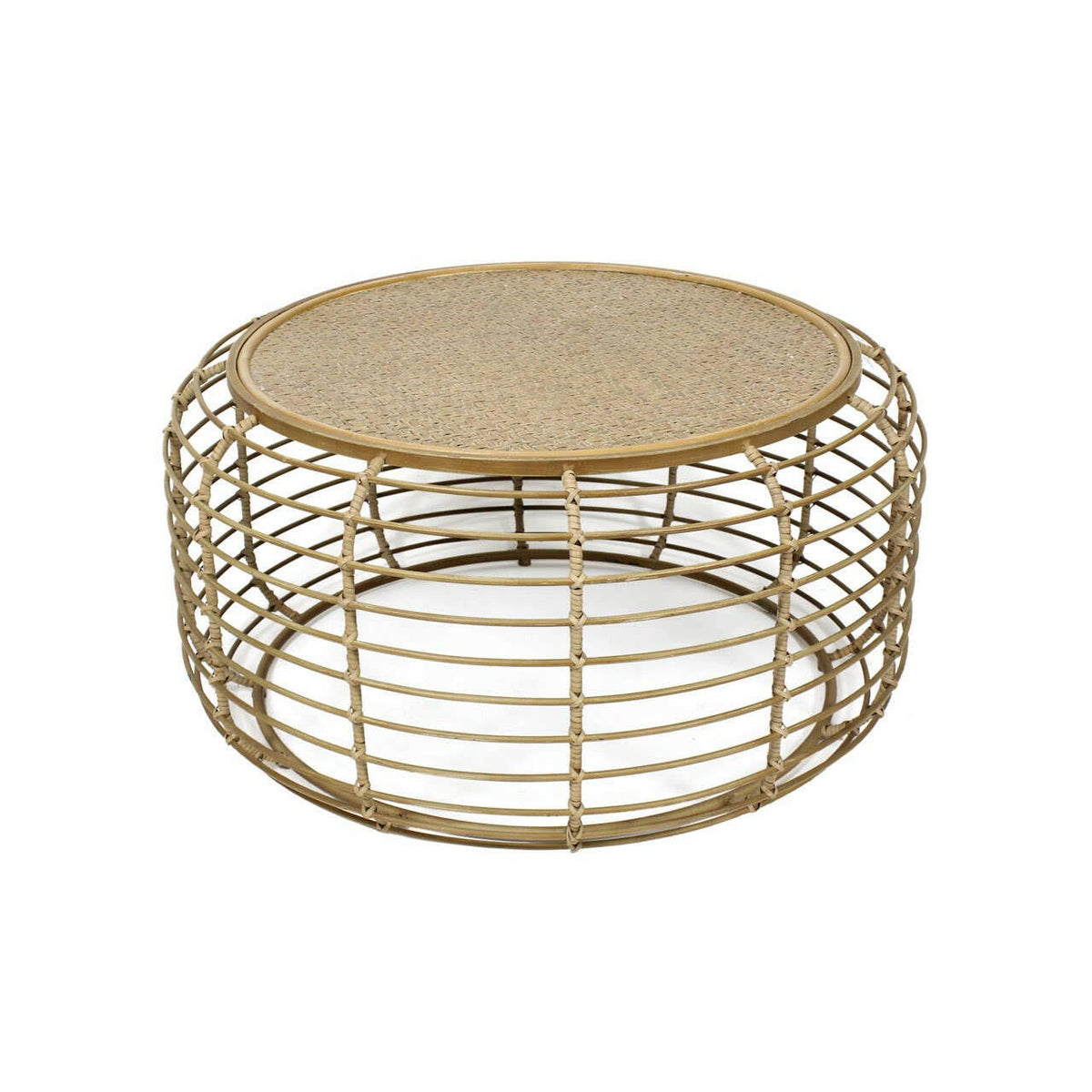 Trento Coffee Table With Rattan Top.